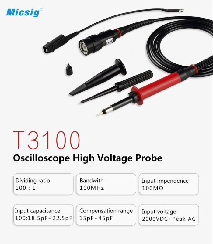 Micsig T3100 Korkean jännitteen passiivinen mittapää 100MHz 100:1 2kV - Image 2