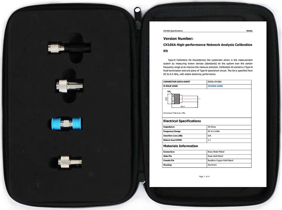 Rigol CK106A Vektoripiirianalysaattorin kalibrointi 6,5 GHz